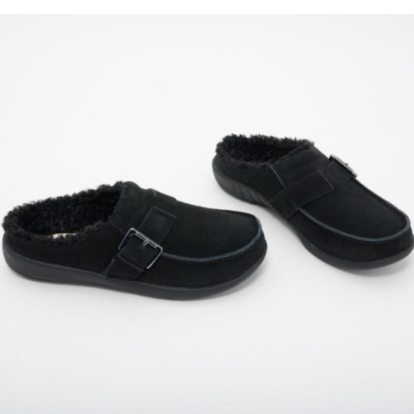 REVITALIGN Shoes - Revitalign orthotic faux fur suede buckle mules- Siesta Snug